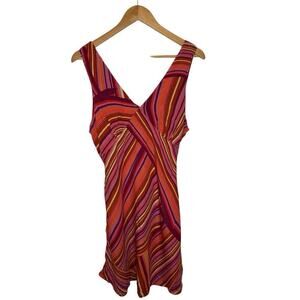 Wild Fable Retro V-Neck Striped Straight Hem Tie Sleeveless Dress